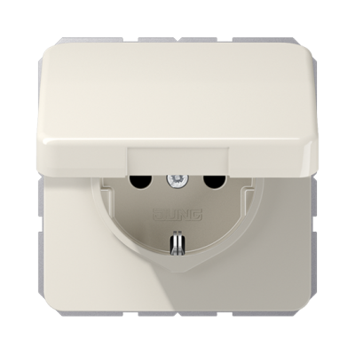 Розетка с/з с крышкой "Бежевый" CD