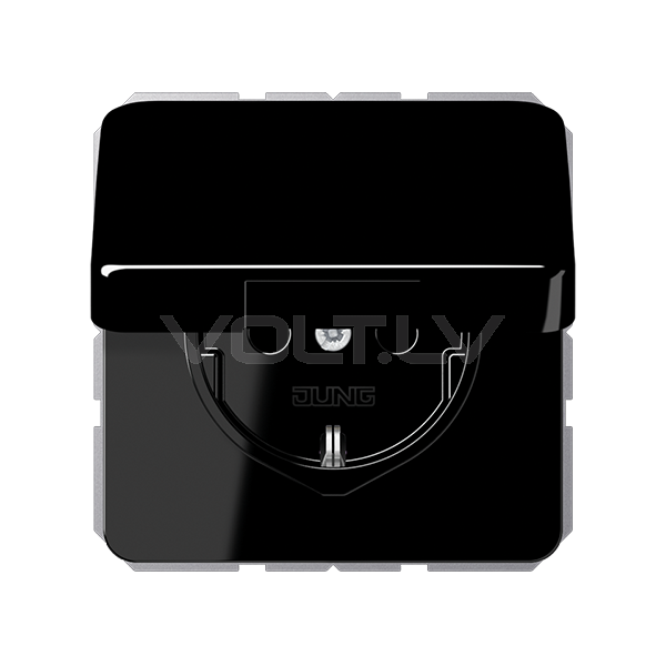 Розетка с/з с крышкой "Черный" CD