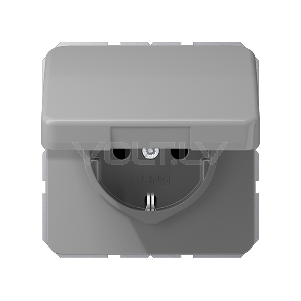 Розетка с/з с крышкой "Тёмно-серый" CD