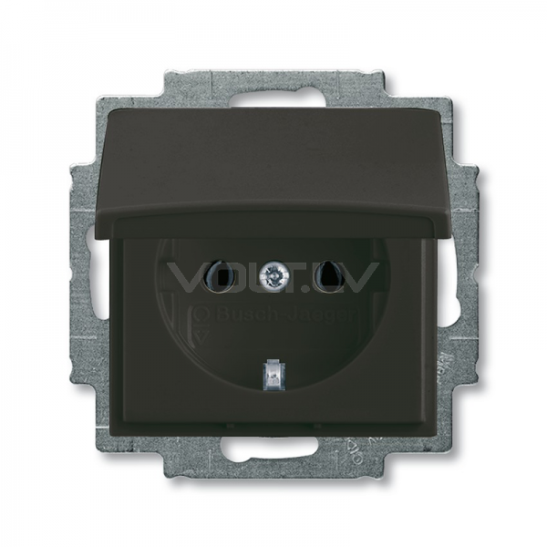 Розетка с/з с крышкой "Château - Черный" Basic 55