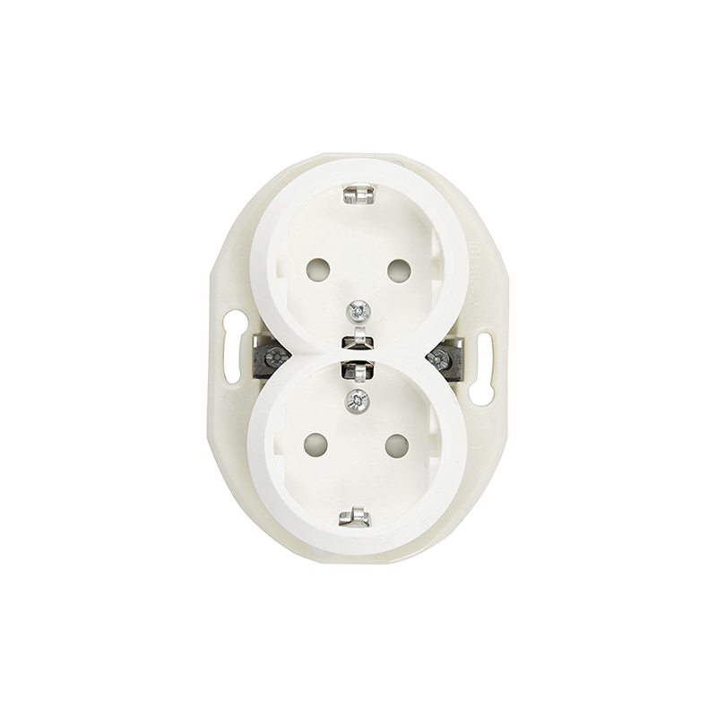 Розетка 1+1 с/з "Белый" Renova