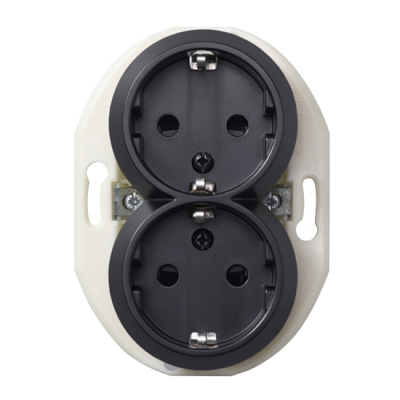 Розетка 1+1 с/з "Черный" Renova