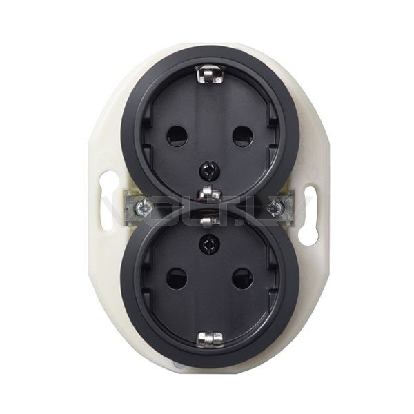 Розетка 1+1 с/з "Черный" Renova