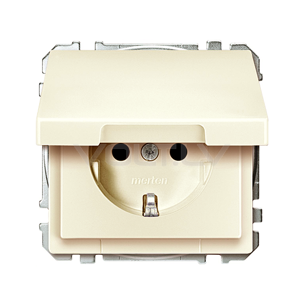 Розетка с/з с крышкой "Бежевый" System Design