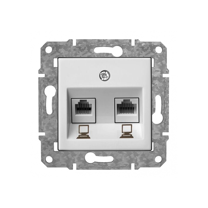 Rozete Internets 2xRJ45 Cat6 "Balts" Epsilon