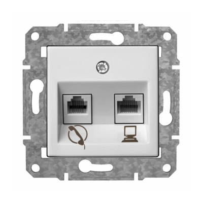 Rozete RJ11 Cat3 X RJ45 Cat6 "Balts" Epsilon