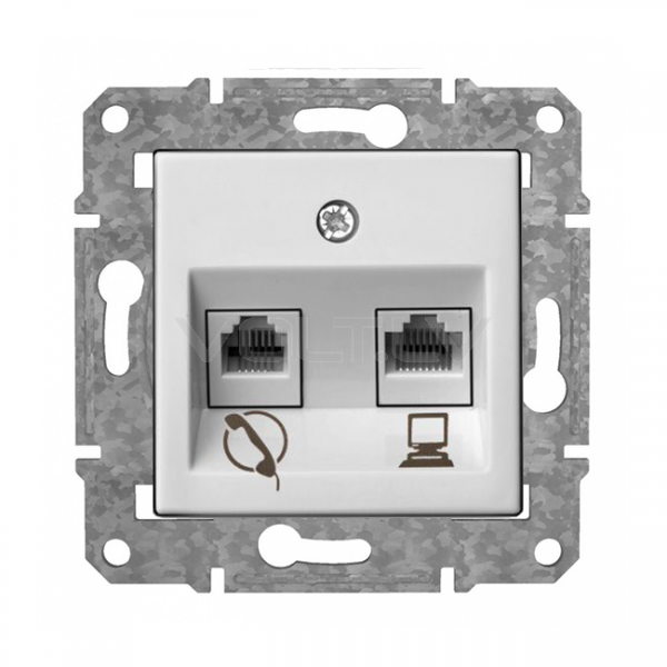 Rozete RJ11 Cat3 X RJ45 Cat6 "Balts" Epsilon