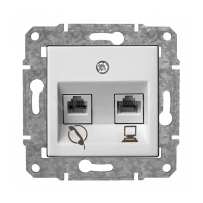 Розетка RJ11 Cat3 X RJ45 Cat6 "Белый" Epsilon