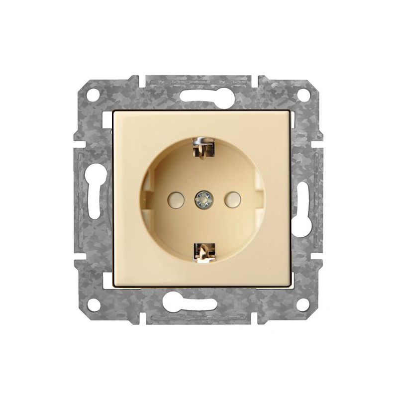 Розетка с/з с детской защитой "Бежевый" Epsilon