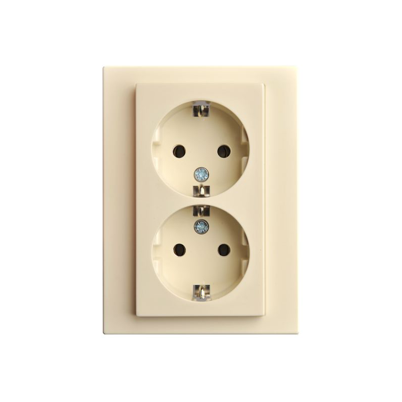 Розетка 1+1 с/з "Бежевый" Epsilon