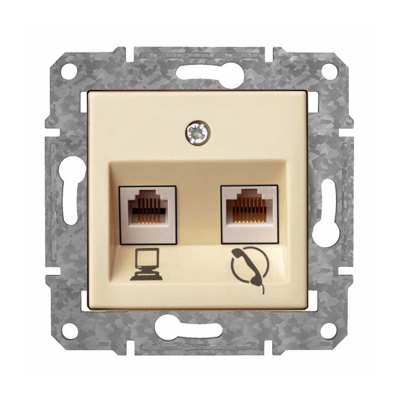 Розетка RJ11 Cat3 X RJ45 Cat6 "Бежевый" Epsilon