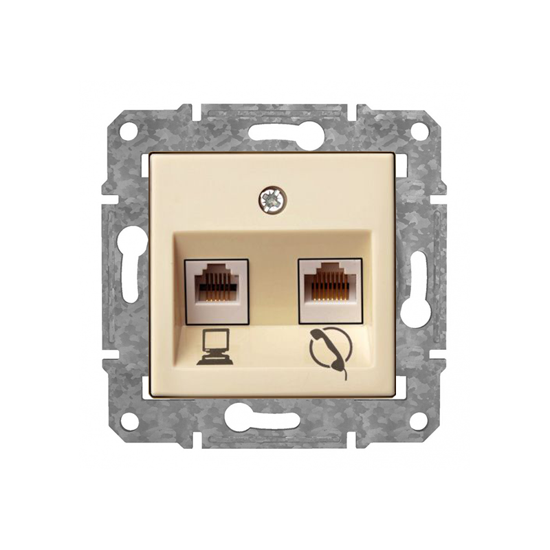 Розетка RJ11 Cat3 X RJ45 Cat6 "Бежевый" Epsilon