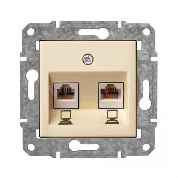 Rozete Internets 2xRJ45 Cat6 "Bēšs" Epsilon