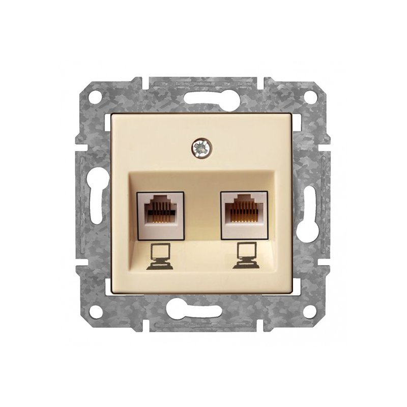 Розетка Компьютерная 2xRJ45 Cat6 "Бежевый" Epsilon