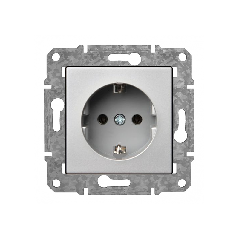 Розетка с/з "Алюминий" Epsilon