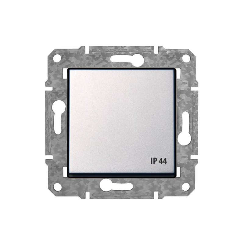 Розетка с/з с крышкой "Алюминий" Epsilon