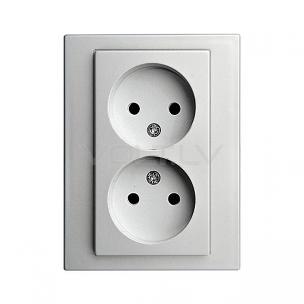 Розетка 1+1 б/з "Алюминий" Epsilon