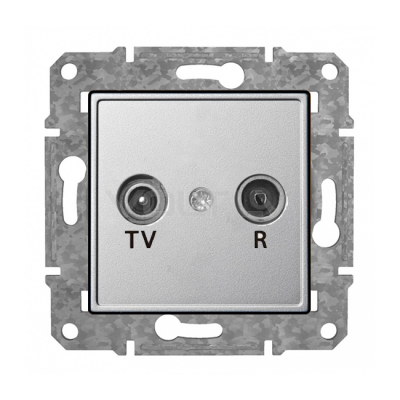 Розетка TV+R проходная "Алюминий" Epsilon