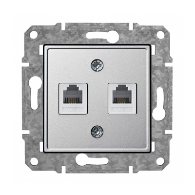 Розетка Телефонная 2xRJ11 "Алюминий" Epsilon