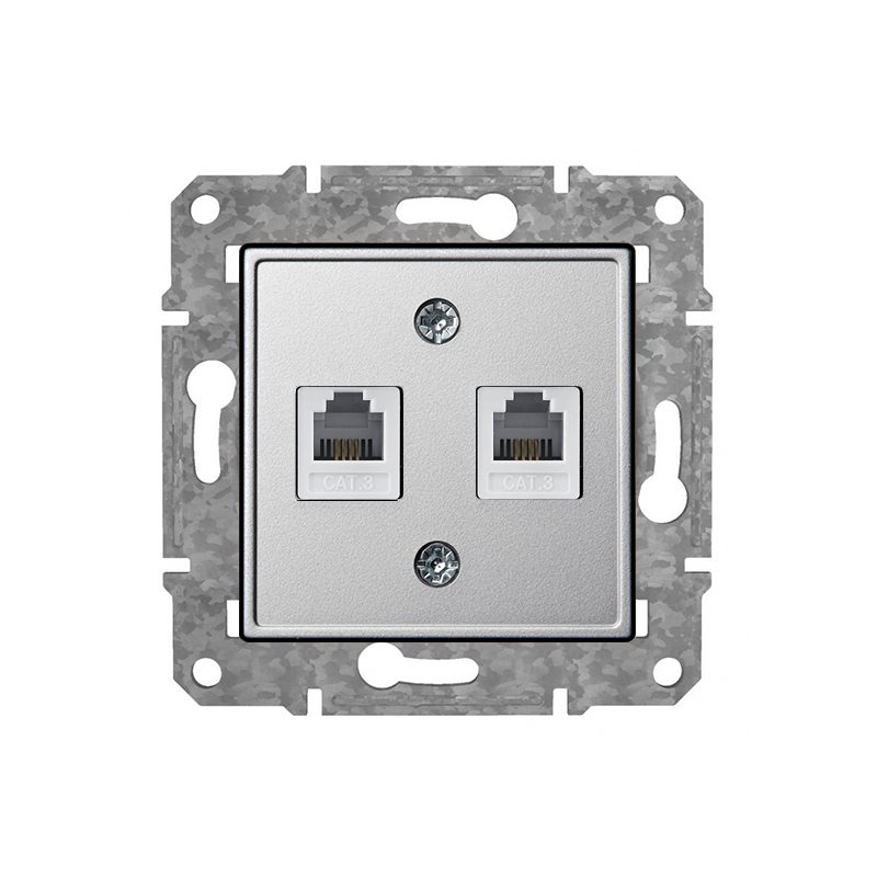 Розетка Телефонная 2xRJ11 "Алюминий" Epsilon