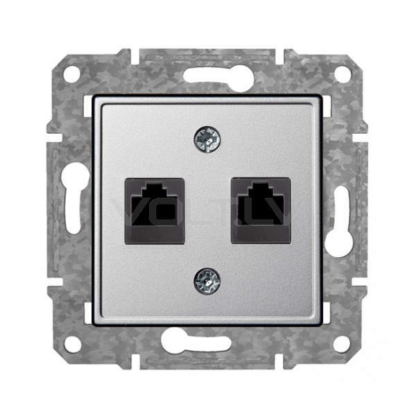 Розетка Компьютерная 2xRJ45 Cat6 "Алюминий" Epsilon