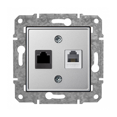 Rozete RJ11 Cat3 X RJ45 Cat6 "Alumīnijs" Epsilon