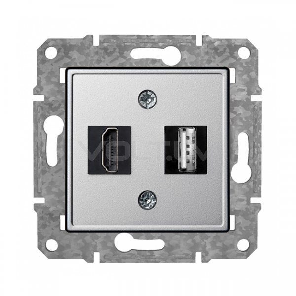 Розетка HDMI+USB "Алюминий" Epsilon