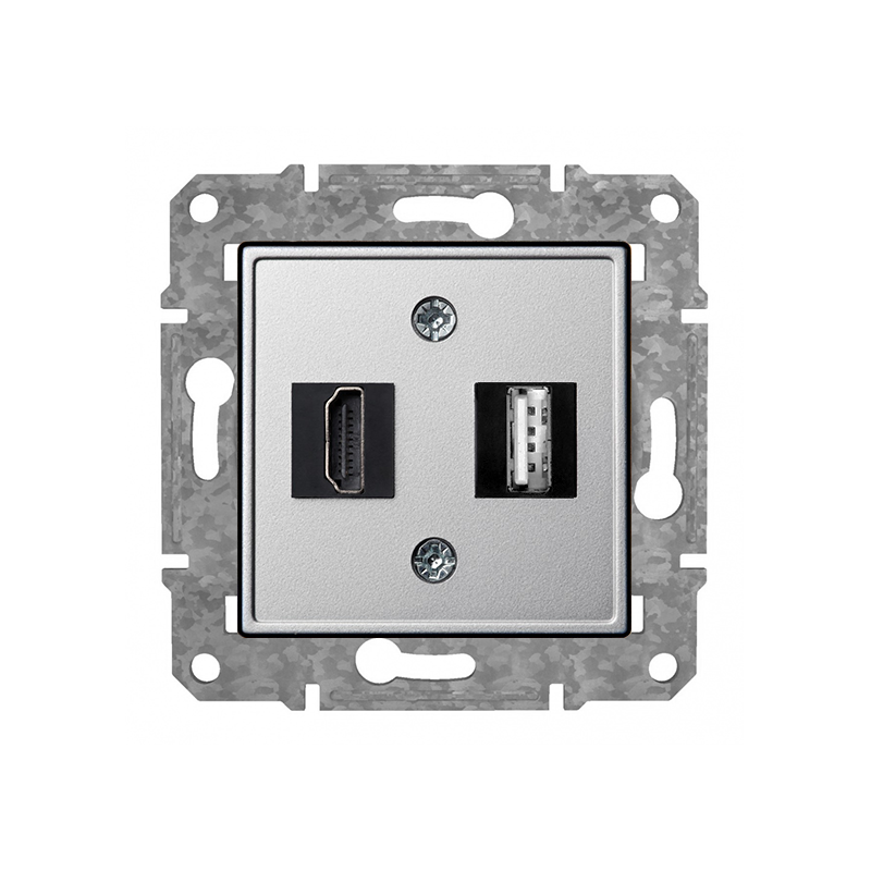 Rozete HDMI+USB "Alumīnijs" Epsilon