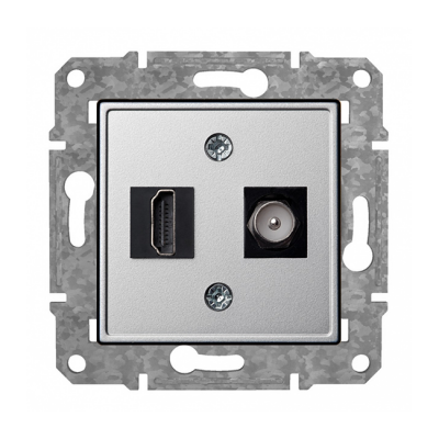 Розетка HDMI+TV "Алюминий" Epsilon