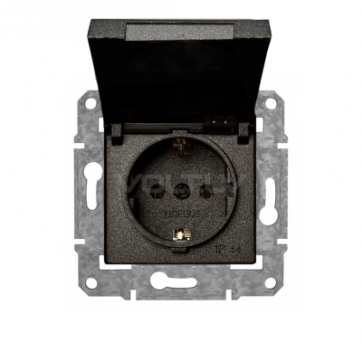Розетка с/з с крышкой "Антрацит" Epsilon