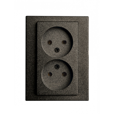 Розетка 1+1 б/з "Антрацит" Epsilon