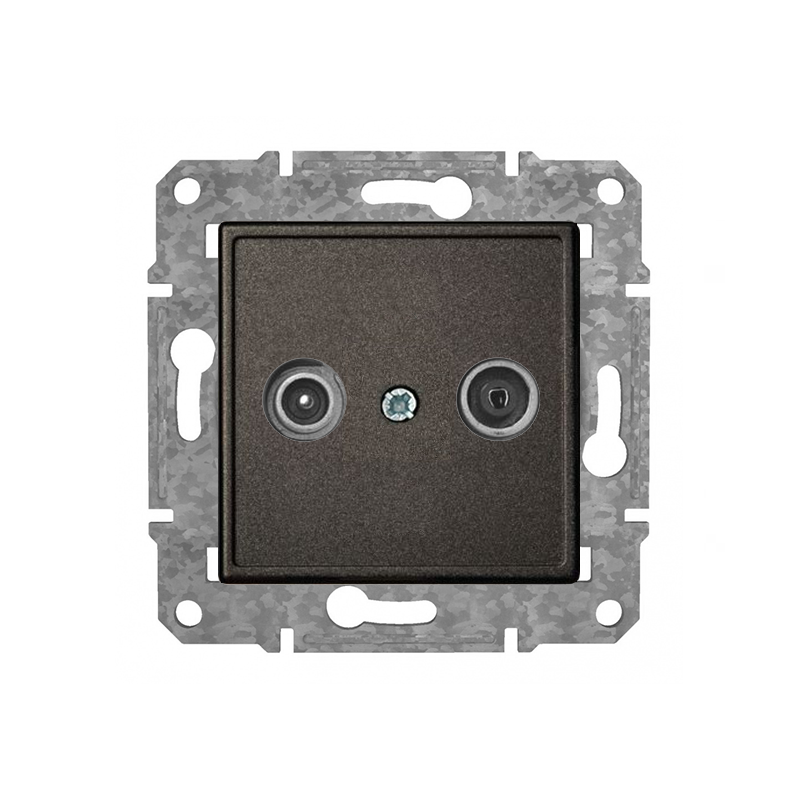 Розетка TV+R проходная "Антрацит" Epsilon