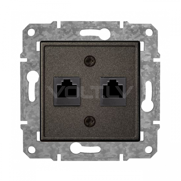 Розетка Компьютерная 2xRJ45 Cat6 "Антрацит" Epsilon