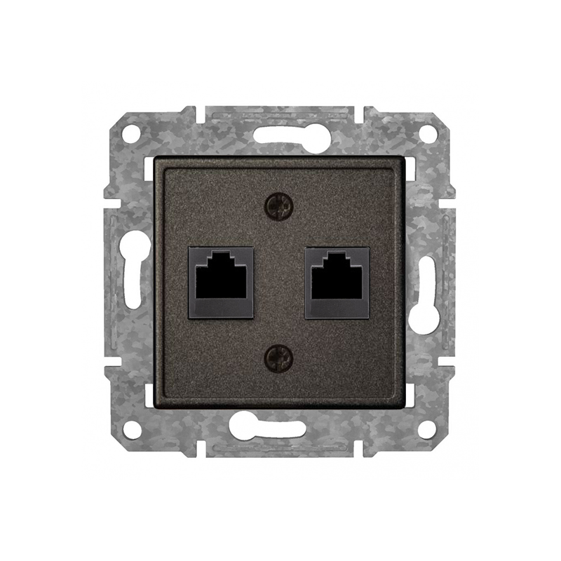 Розетка Компьютерная 2xRJ45 Cat6 "Антрацит" Epsilon