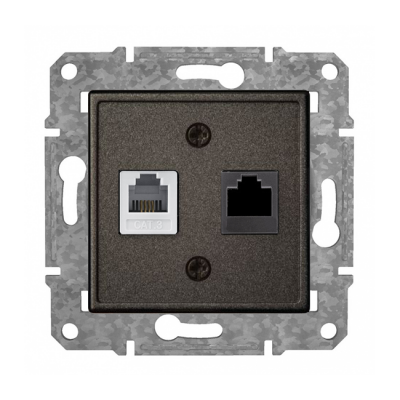 Rozete RJ11 Cat3 X RJ45 Cat6 "Antracīts" Epsilon