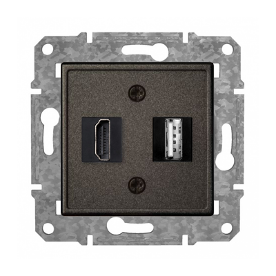 Rozete HDMI+USB "Antracīts" Epsilon