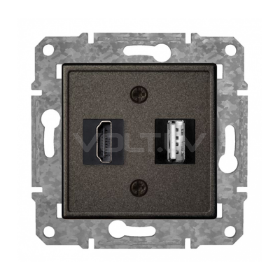 Rozete HDMI+USB "Antracīts" Epsilon