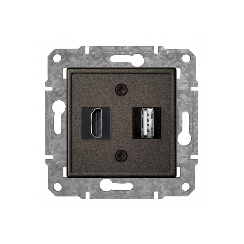 Розетка HDMI+USB "Антрацит" Epsilon