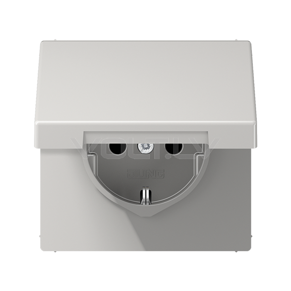 Розетка с/з с крышкой "Серый" LS 990