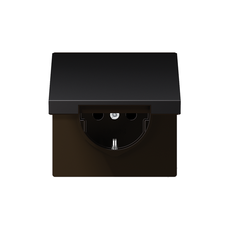 Розетка с/з с крышкой LS Dark