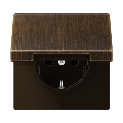 Розетка с/з с крышкой "Латунь" LS Antik