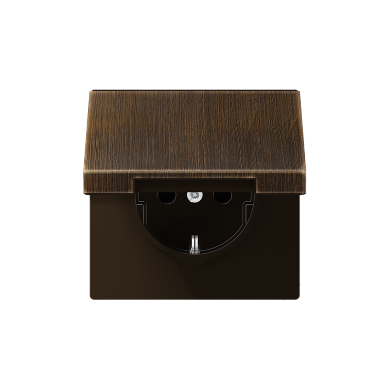 Розетка с/з с крышкой "Латунь" LS Antik