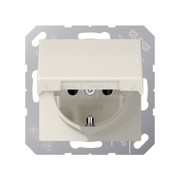 Розетка с/з с крышкой "Бежевый" AS 500