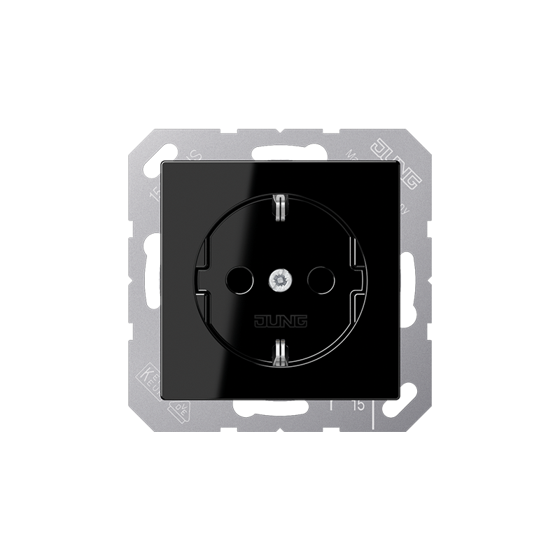 Розетка с/з с детской защитой "Чёрный" A