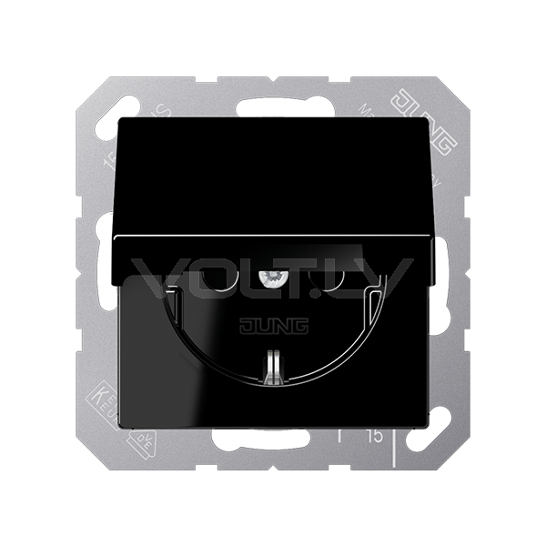 Розетка с/з с крышкой "Чёрный" A