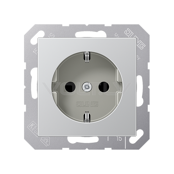 Розетка с/з с детской защитой "Алюминий" A