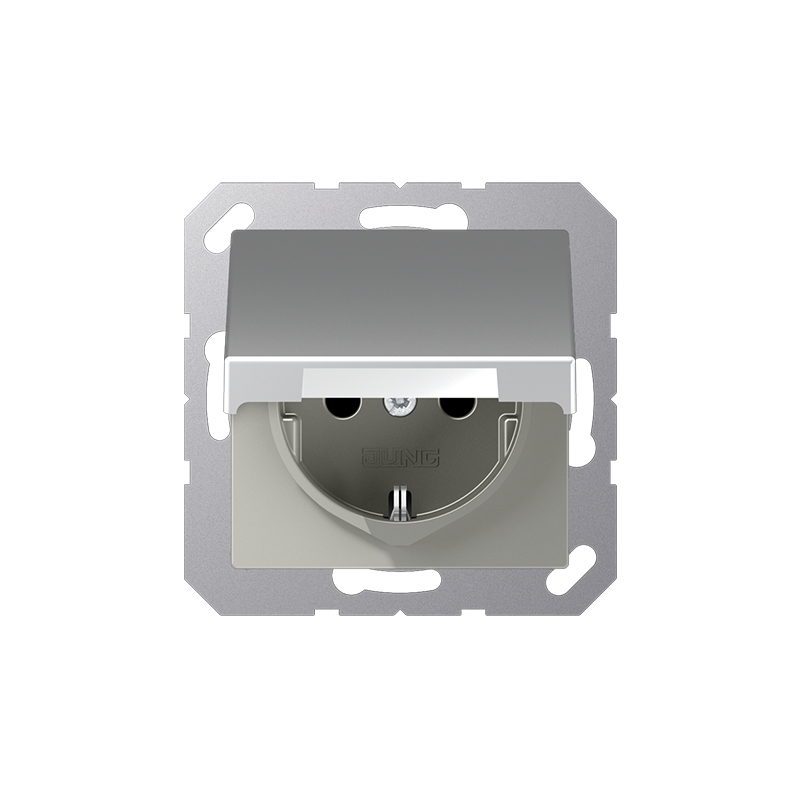 Розетка с/з с крышкой "Алюминий" A