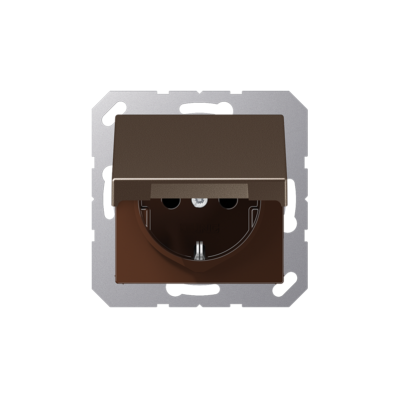 Розетка с/з с крышкой "Мокко" A