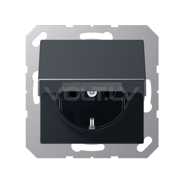 Розетка с/з с крышкой "Антрацит" A