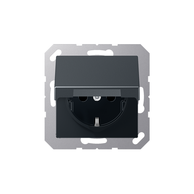 Розетка с/з с крышкой "Антрацит" A